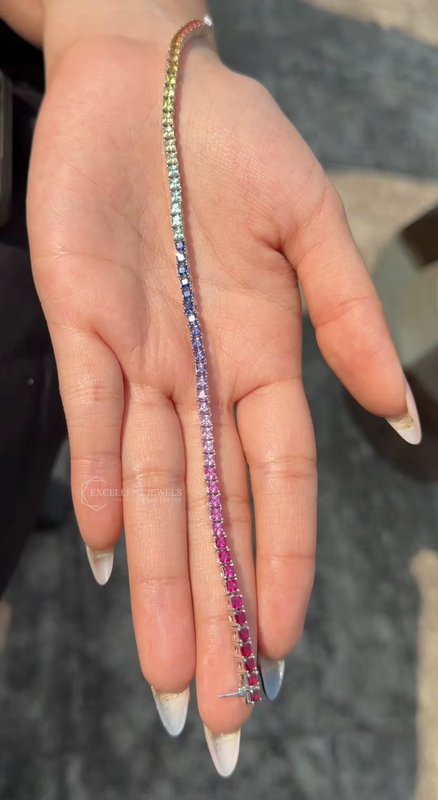 3.11 CTW Colorful Lab Grown HPHT Diamond Tennis Bracelet