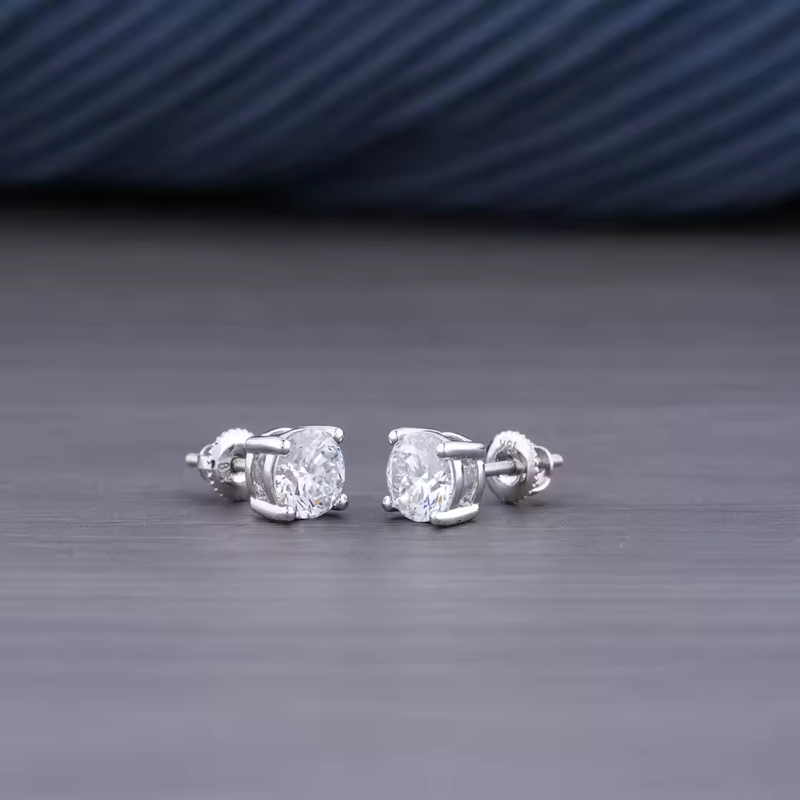 1.50 CT Lab Grown Round Brilliant Diamond Stud Earrings