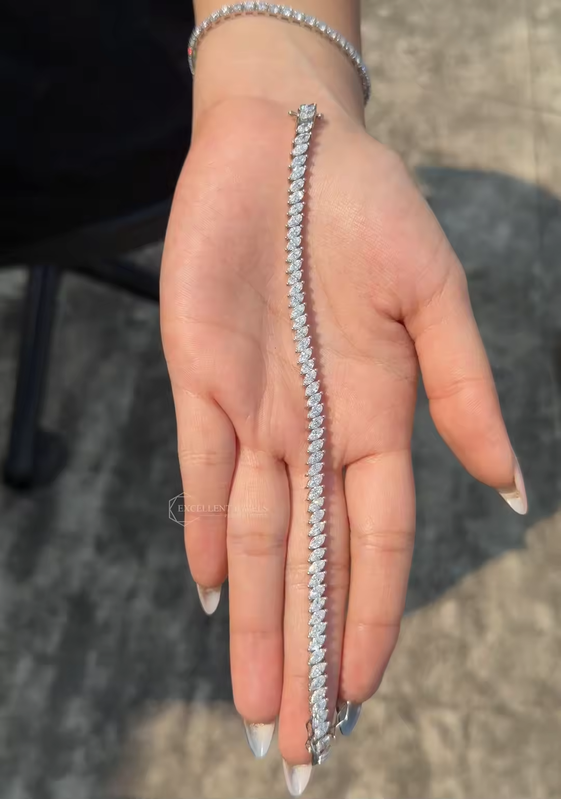 6.59 CTW Marquise Cut Lab Grown HPHT Diamond Tennis Bracelet