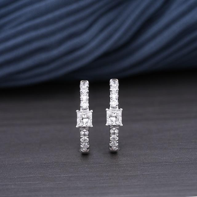 0.53 CT Lab Grown Princess Cut Diamond Hoop Earrings