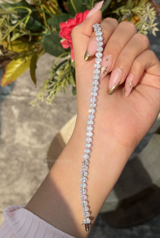 14 CTW Oval Cut Lab Grown Diamond Tennis Bracelet