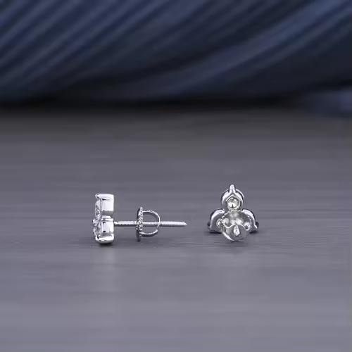 3-Stone Lab Grown Round Brilliant Diamond Cluster Stud Earrings
