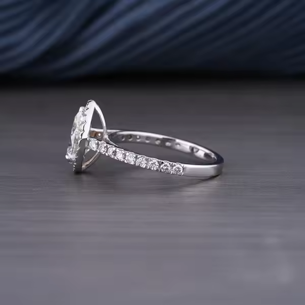 Lab Grown Pear Cut Halo Engagement Ring