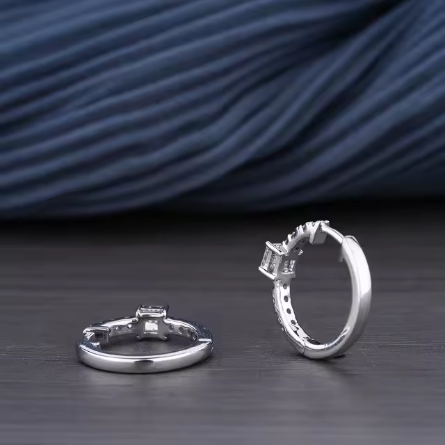 0.53 CT Lab Grown Princess Cut Diamond Hoop Earrings
