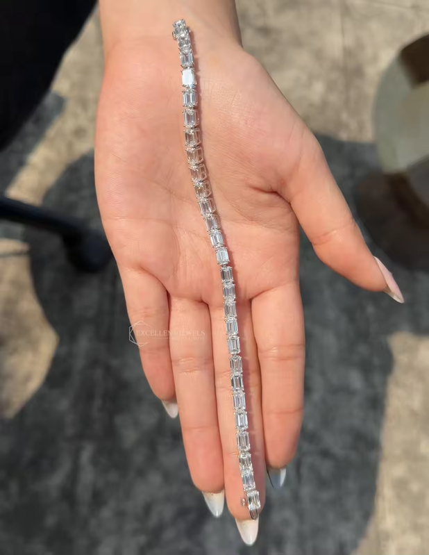 18-19 CTW Emerald Cut Lab Grown Diamond Tennis Bracelet