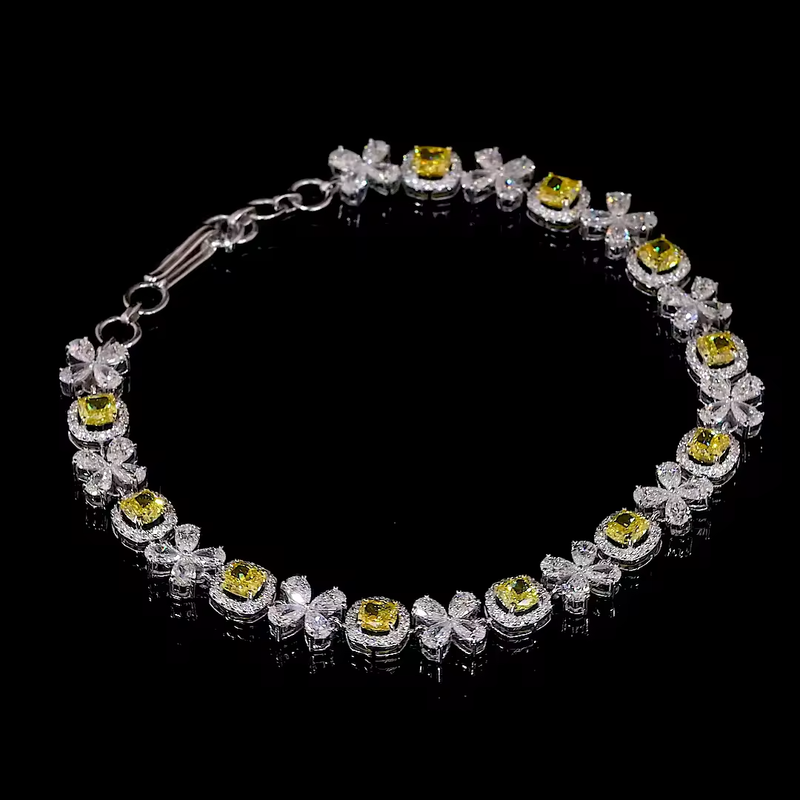 Cushion Cut Lab Grown Diamond Tennis Bracelet