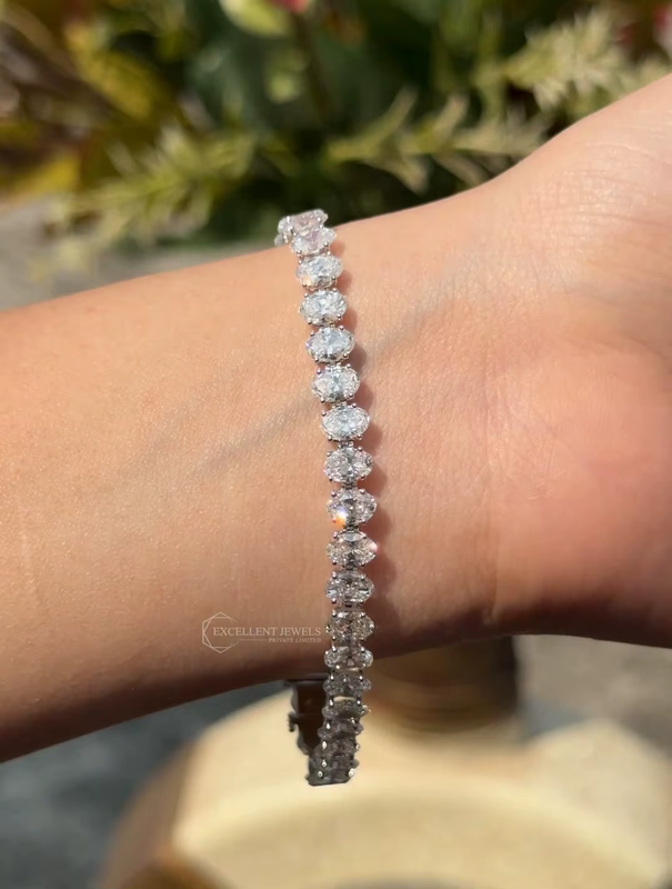 14 CTW Oval Cut Lab Grown Diamond Tennis Bracelet