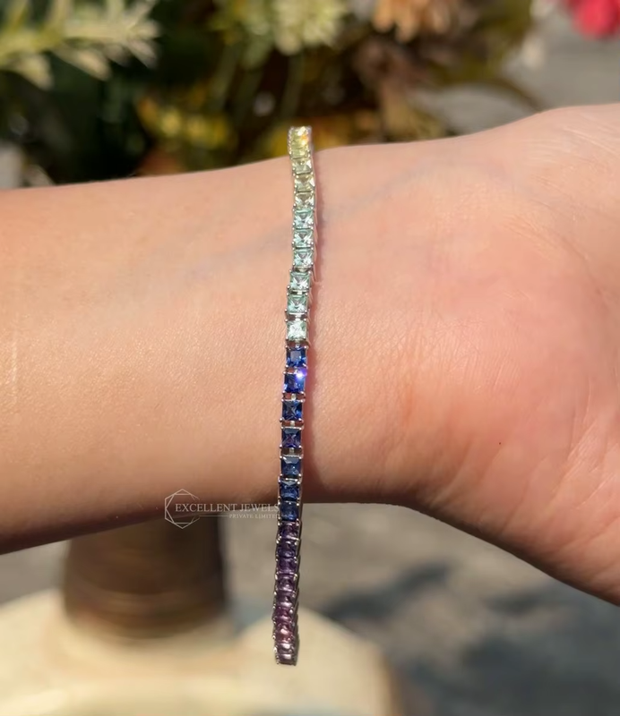 3.11 CTW Colorful Lab Grown HPHT Diamond Tennis Bracelet