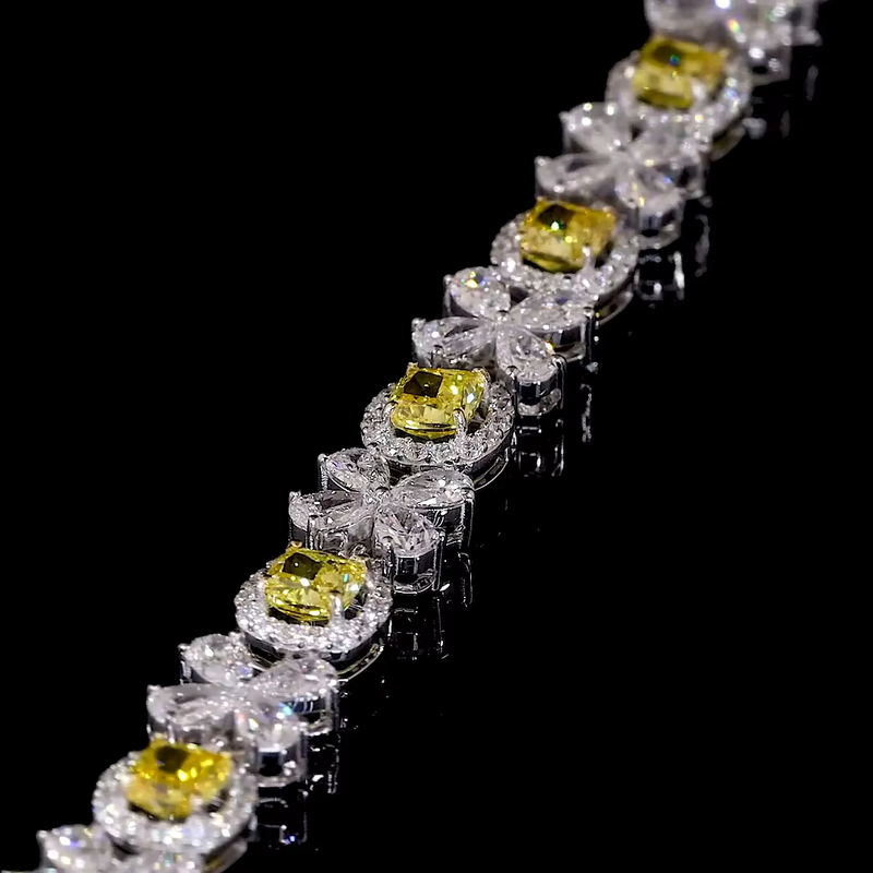 Cushion Cut Lab Grown Diamond Tennis Bracelet