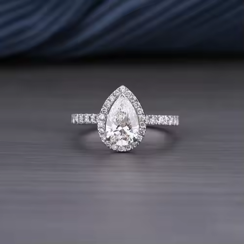 Lab Grown Pear Cut Halo Engagement Ring