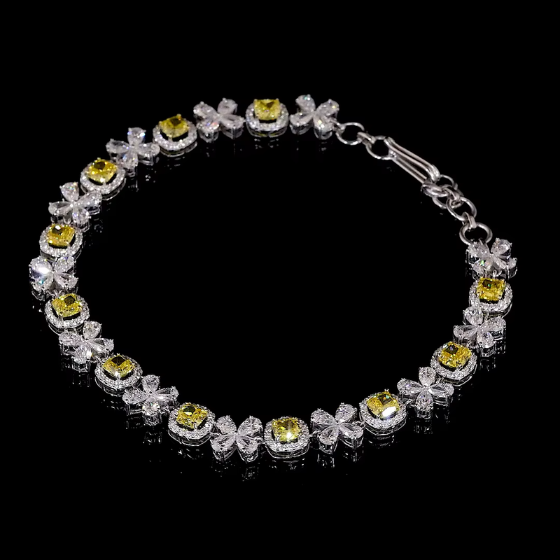 Cushion Cut Lab Grown Diamond Tennis Bracelet
