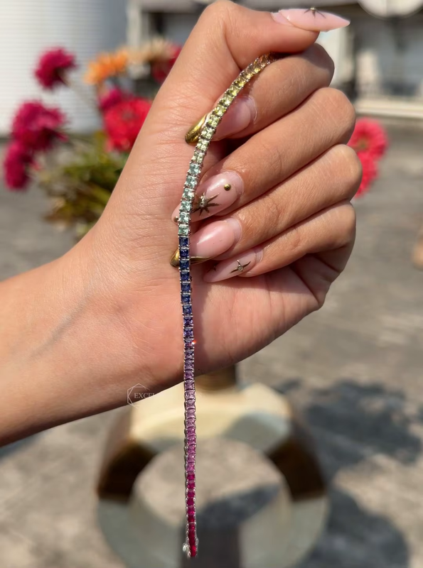 3.11 CTW Colorful Lab Grown HPHT Diamond Tennis Bracelet