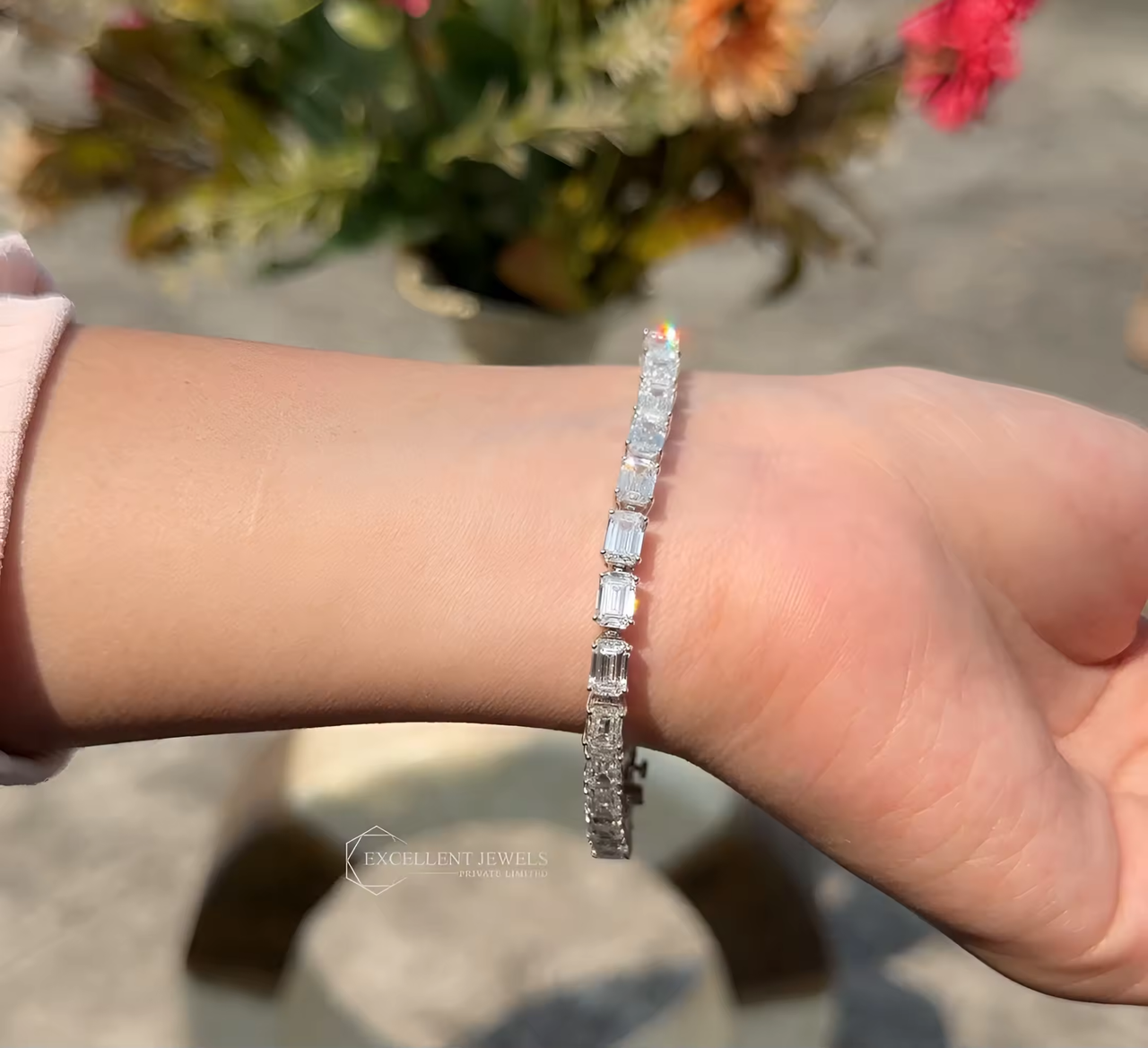 18-19 CTW Emerald Cut Lab Grown Diamond Tennis Bracelet