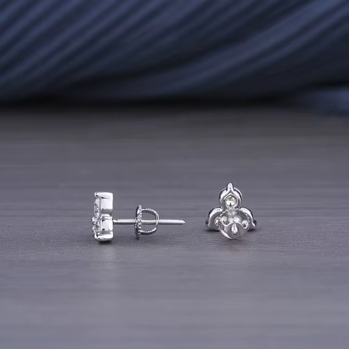3-Stone Lab Grown Round Brilliant Diamond Cluster Stud Earrings