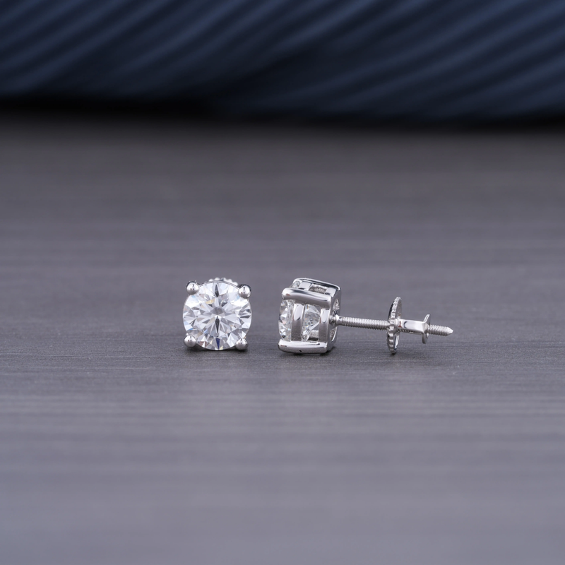 1.50 CT Lab Grown Round Brilliant Diamond Stud Earrings