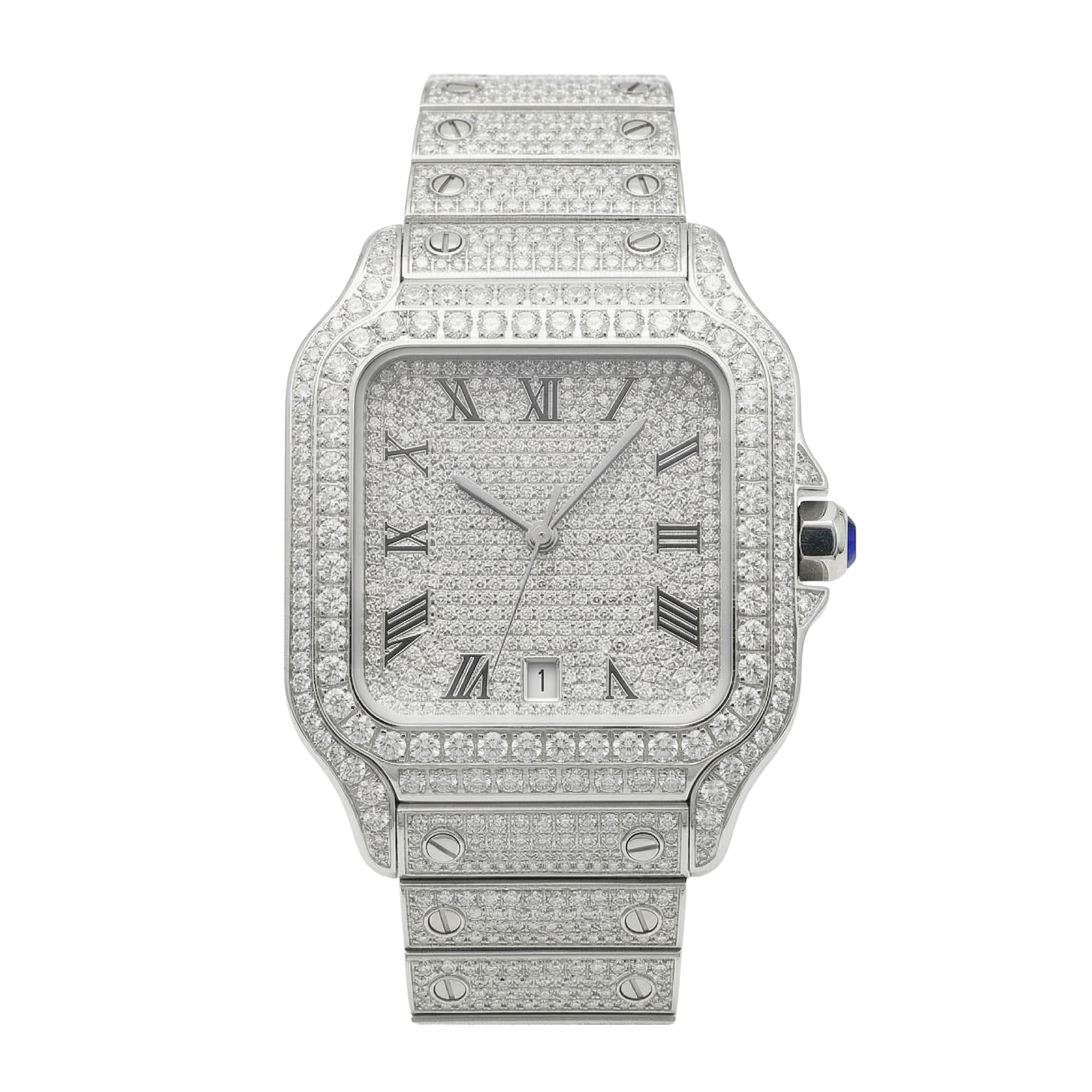 Excellent Jewels™ Men's 42MM Bust Down Moissanite Watch | 16CT D-Color VVS | Self-Winding Automatic Movement