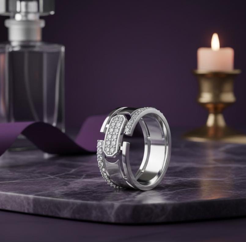 Elegant Round Diamond Eternity Ring 0.324ct E Color 18K White Gold