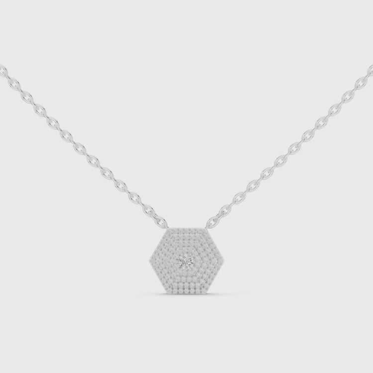 Diamond Cluster Pendant Necklace | 0.60ct Round E VS1 Natural Diamonds | Dainty Gold Necklace Gift for Her