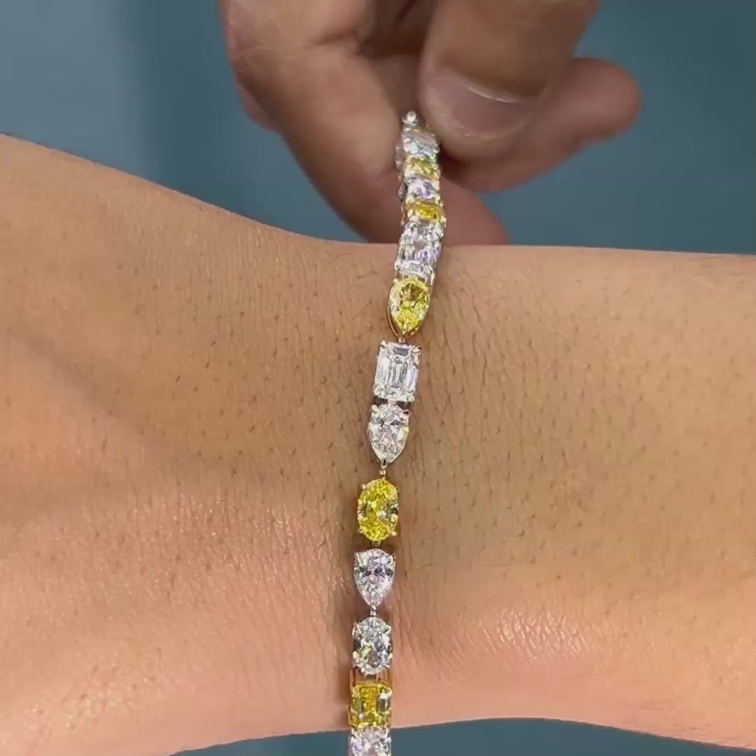14K Tri-Color Gold Diamond Tennis Bracelet