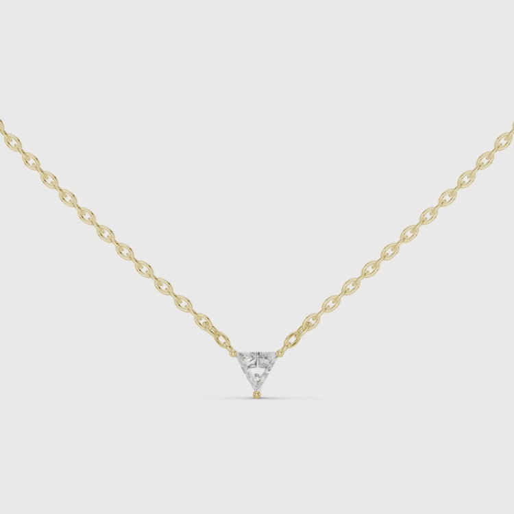 0.74ct Triangle Diamond Pendant in White, Yellow, Rose Gold | E VS1 Trillion Cut Necklace