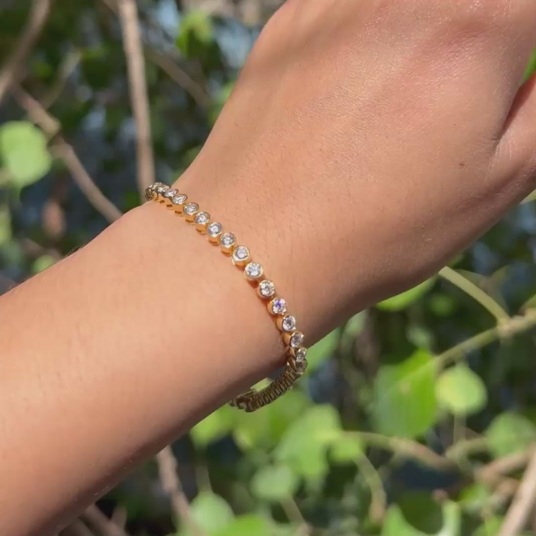 Round Cut CVD Diamond Tennis Bracelet in 14K Yellow Gold