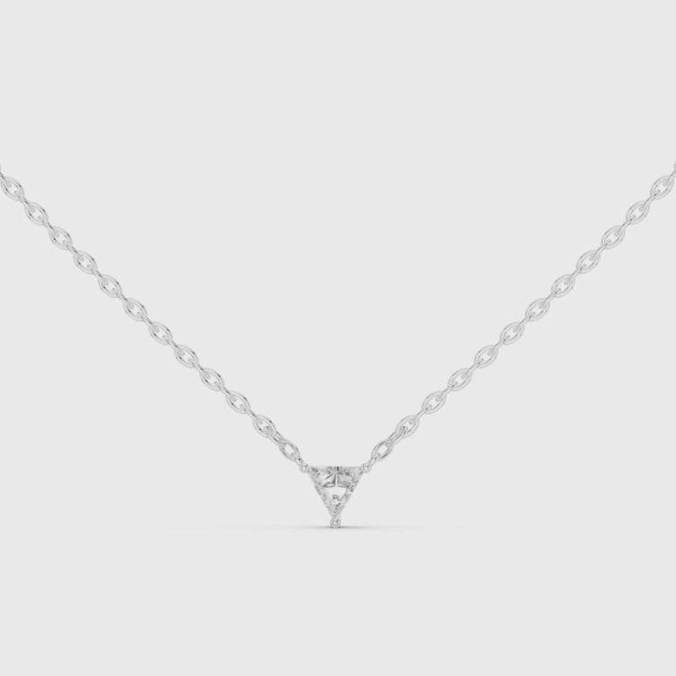 0.74ct Triangle Diamond Pendant in White, Yellow, Rose Gold | E VS1 Trillion Cut Necklace