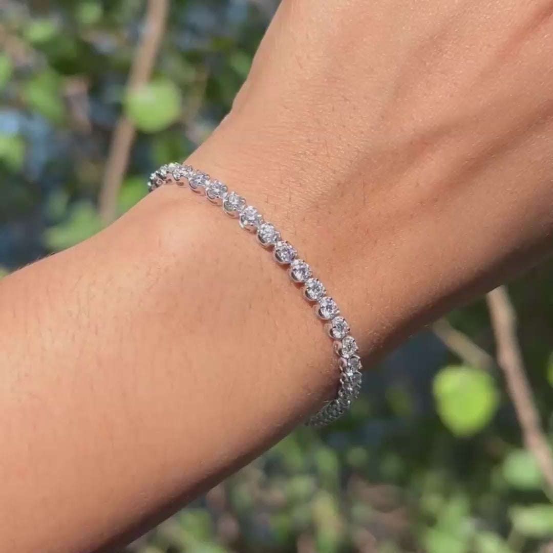 Round Brilliant CVD Diamond Tennis Bracelet in 18K White Gold