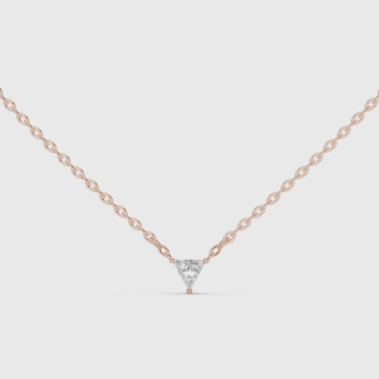 0.74ct Triangle Diamond Pendant in White, Yellow, Rose Gold | E VS1 Trillion Cut Necklace