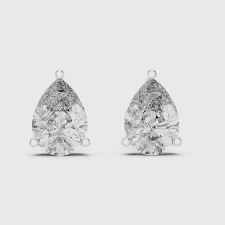 Pear Shape Diamond Stud Earrings 3.50 Ct VS1 E Color Natural Diamonds with White Yellow Rose Gold Screw Backs - Bridal Gift